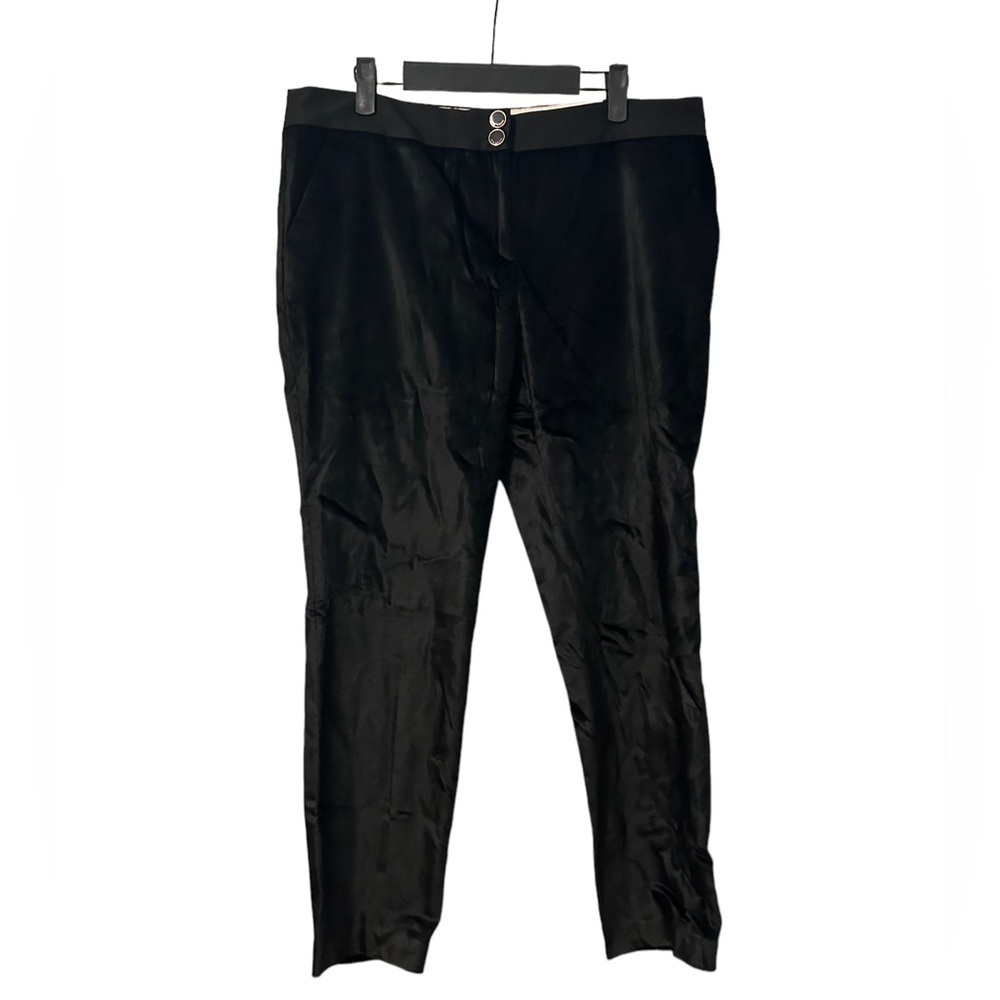 NWT TED BAKER BLACK VELOUR STRAIGHT LEG PANTS - Picture 1 of 5
